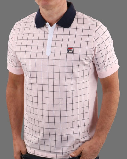 Fila Vintage Check Poloshirt Kreiderosa/Marineblau