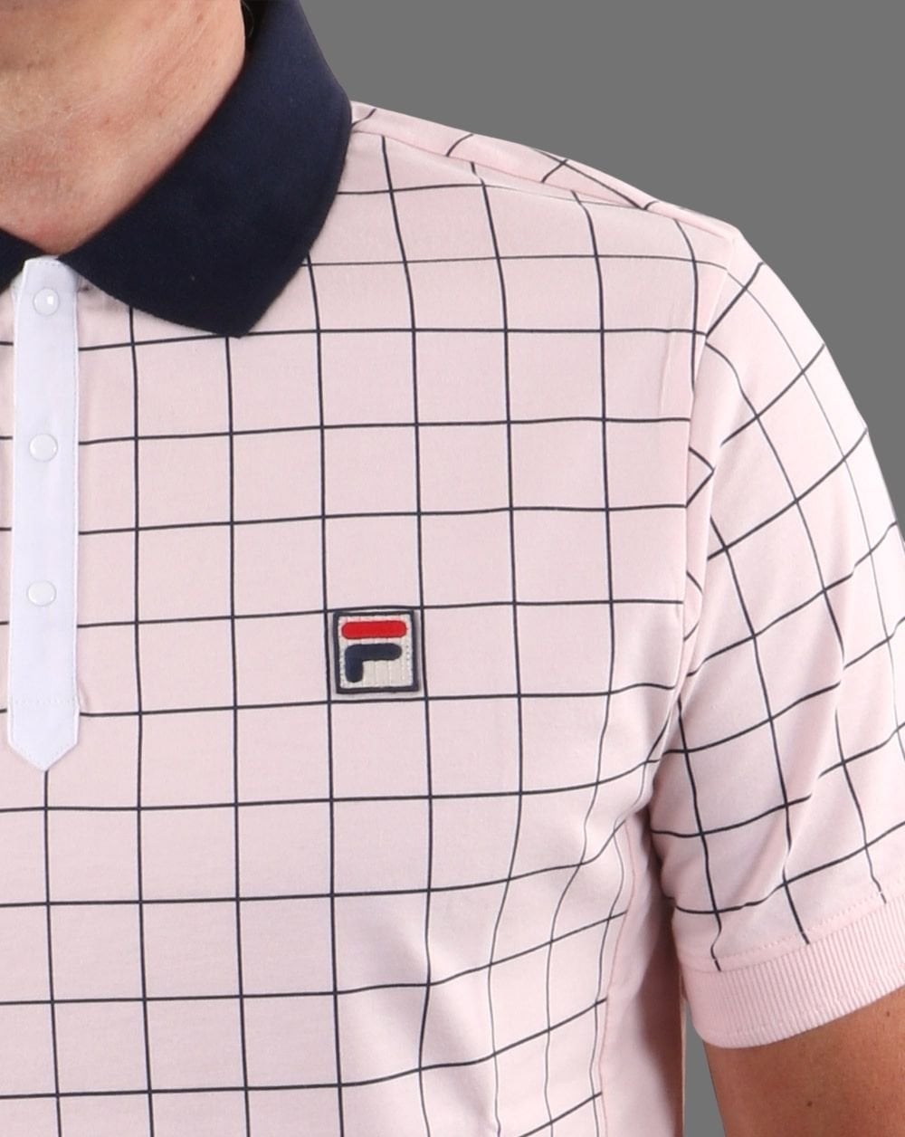 Fila Vintage Check Poloshirt Kreiderosa/Marineblau