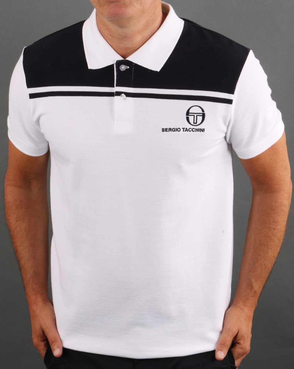 Sergio Tacchini New Young Line Poloshirt Weiß/Marineblau