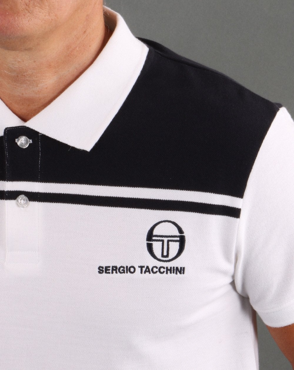 Sergio Tacchini New Young Line Poloshirt Weiß/Marineblau