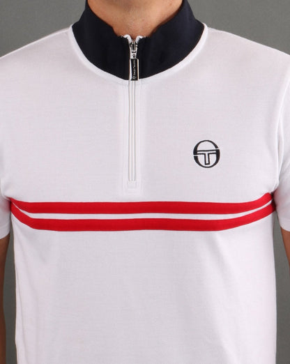 Sergio Tacchini Dallas Poloshirt mit 1/4-Reißverschluss, Weiß/Rot/Marineblau