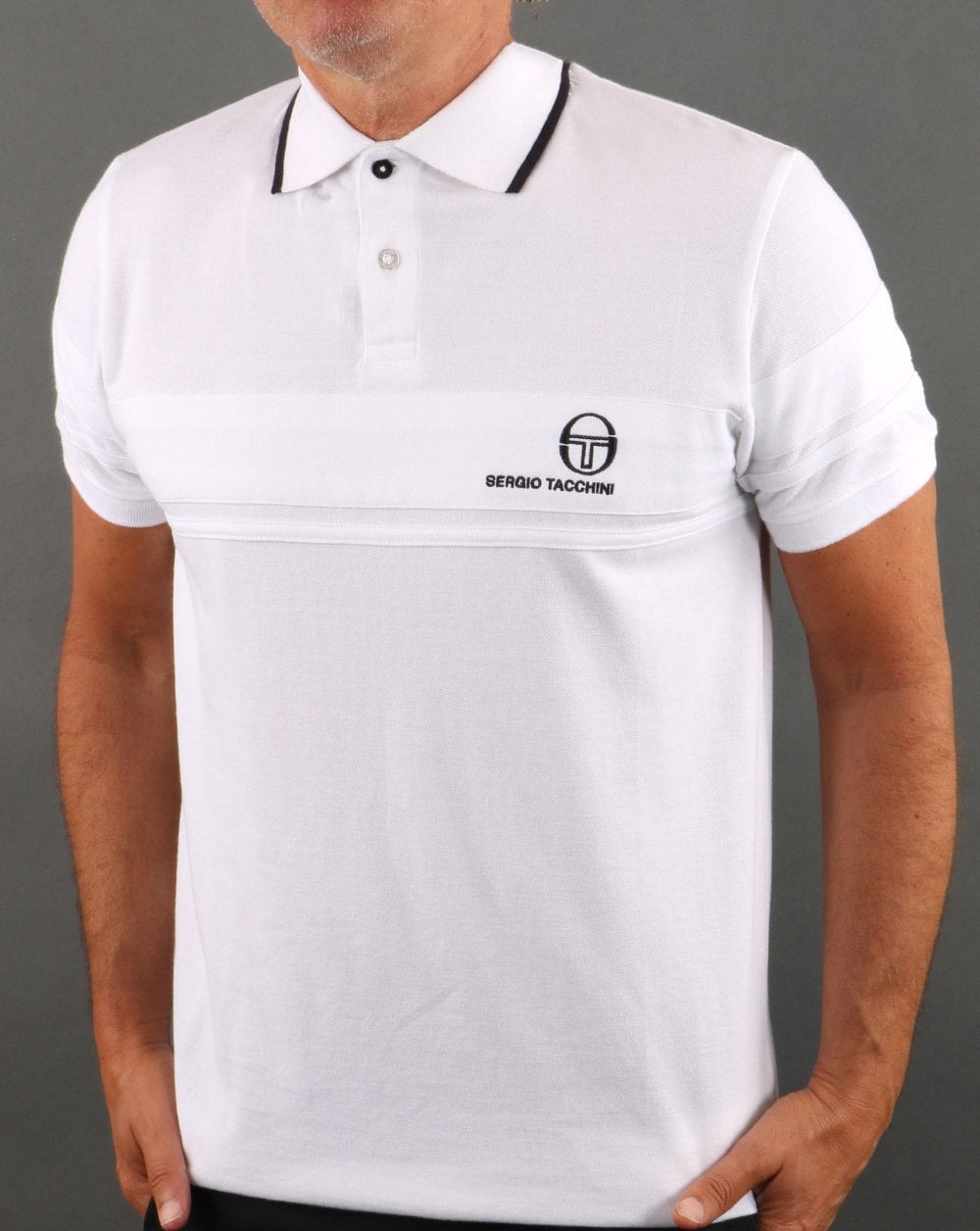 Sergio Tacchini YL Poloshirt Weiß/Marineblau