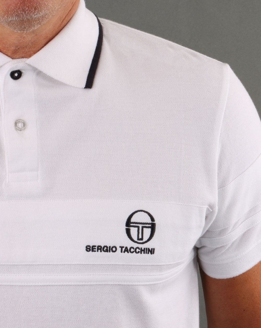 Sergio Tacchini YL Poloshirt Weiß/Marineblau