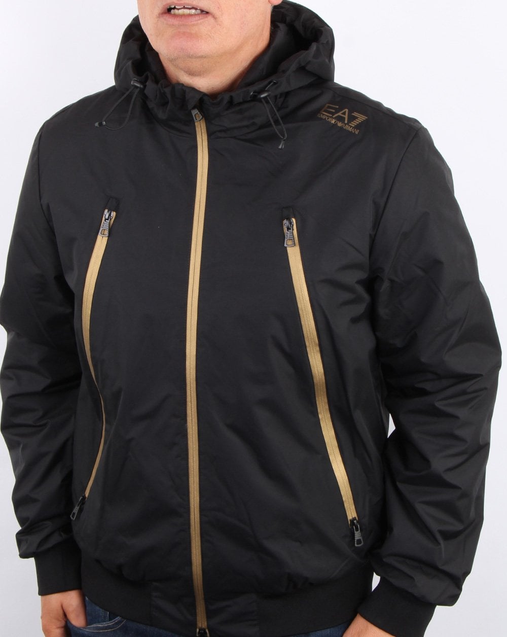 Emporio Armani EA7 Kapuzenjacke Schwarz/Gold