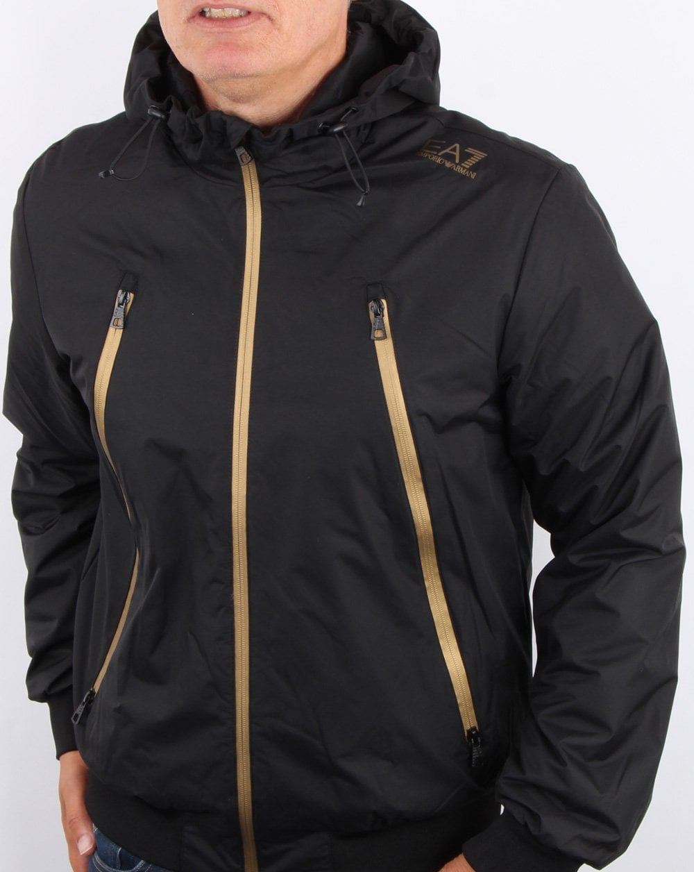 Emporio Armani EA7 Kapuzenjacke Schwarz/Gold