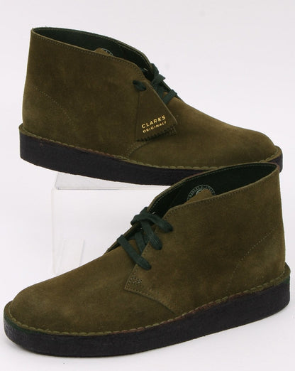 Clarks Originals Desert Coal Schuh Olivgrünes Wildleder