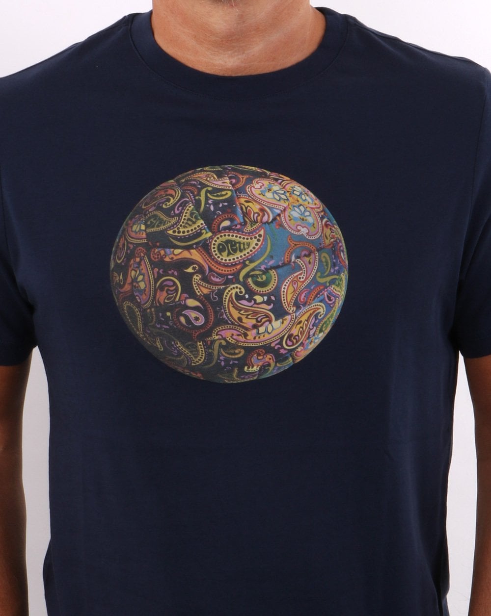Pretty Green Paisley Fußball T-Shirt Marineblau
