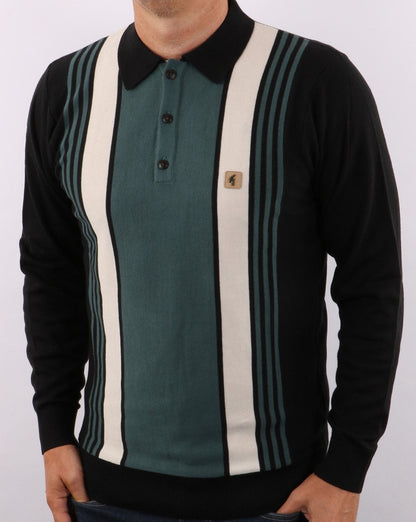 Gabicci Vintage Searle Strickpolo Schwarz/Blaugrün