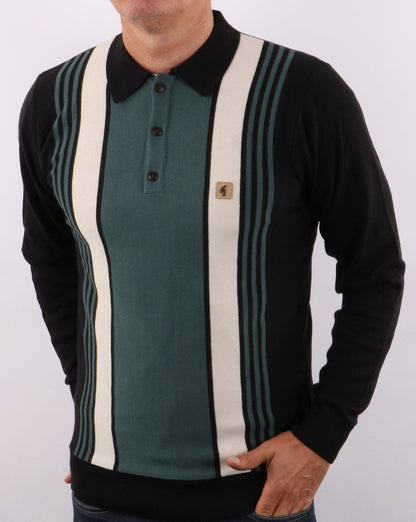 Gabicci Vintage Searle Strickpolo Schwarz/Blaugrün