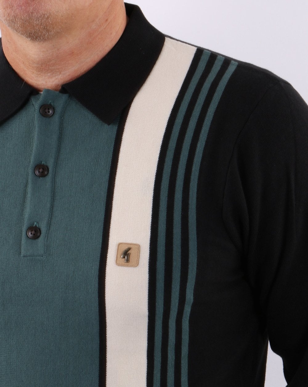 Gabicci Vintage Searle Strickpolo Schwarz/Blaugrün