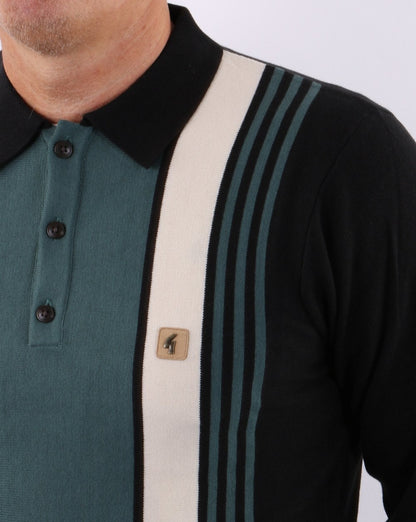 Gabicci Vintage Searle Strickpolo Schwarz/Blaugrün