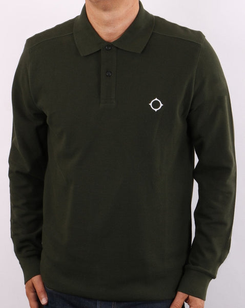 Ma.strum Long Sleeve Pique Polo Shirt Dark Green