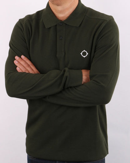 Ma.strum Langarm-Piqué-Poloshirt Dunkelgrün