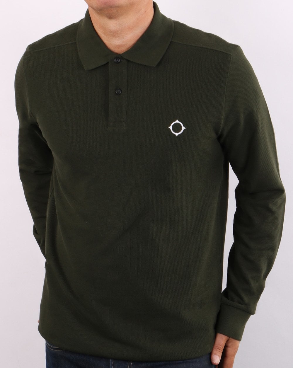 Ma.strum Long Sleeve Pique Polo Shirt Dark Green