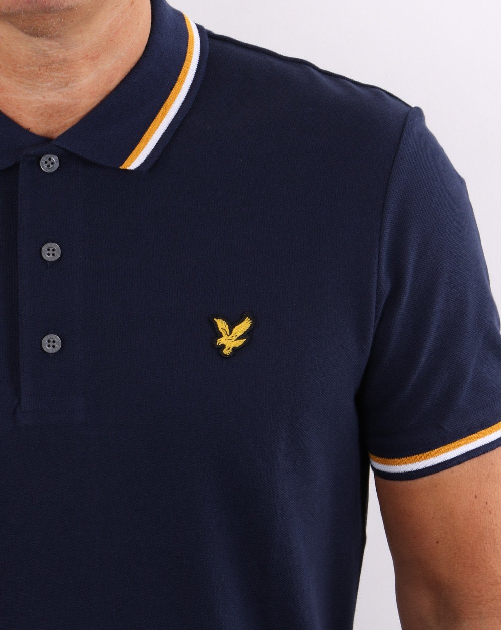 Lyle &amp; Scott – Poloshirt mit doppelter Spitze, Marineblau