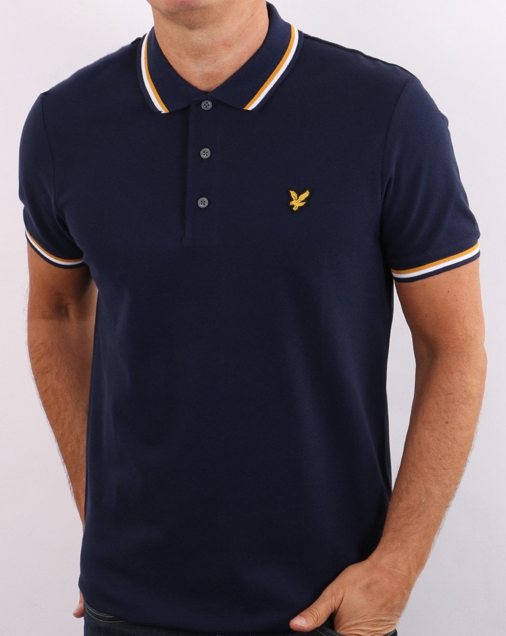 Lyle &amp; Scott – Poloshirt mit doppelter Spitze, Marineblau