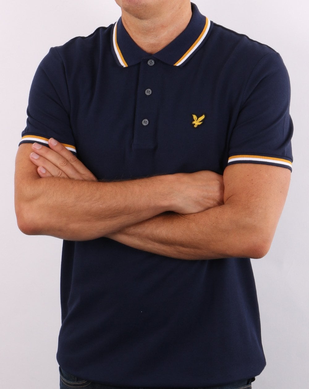 Lyle &amp; Scott – Poloshirt mit doppelter Spitze, Marineblau