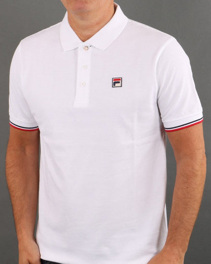 Fila Vintage Poloshirt mit Manschetten und Spitze in Weiß