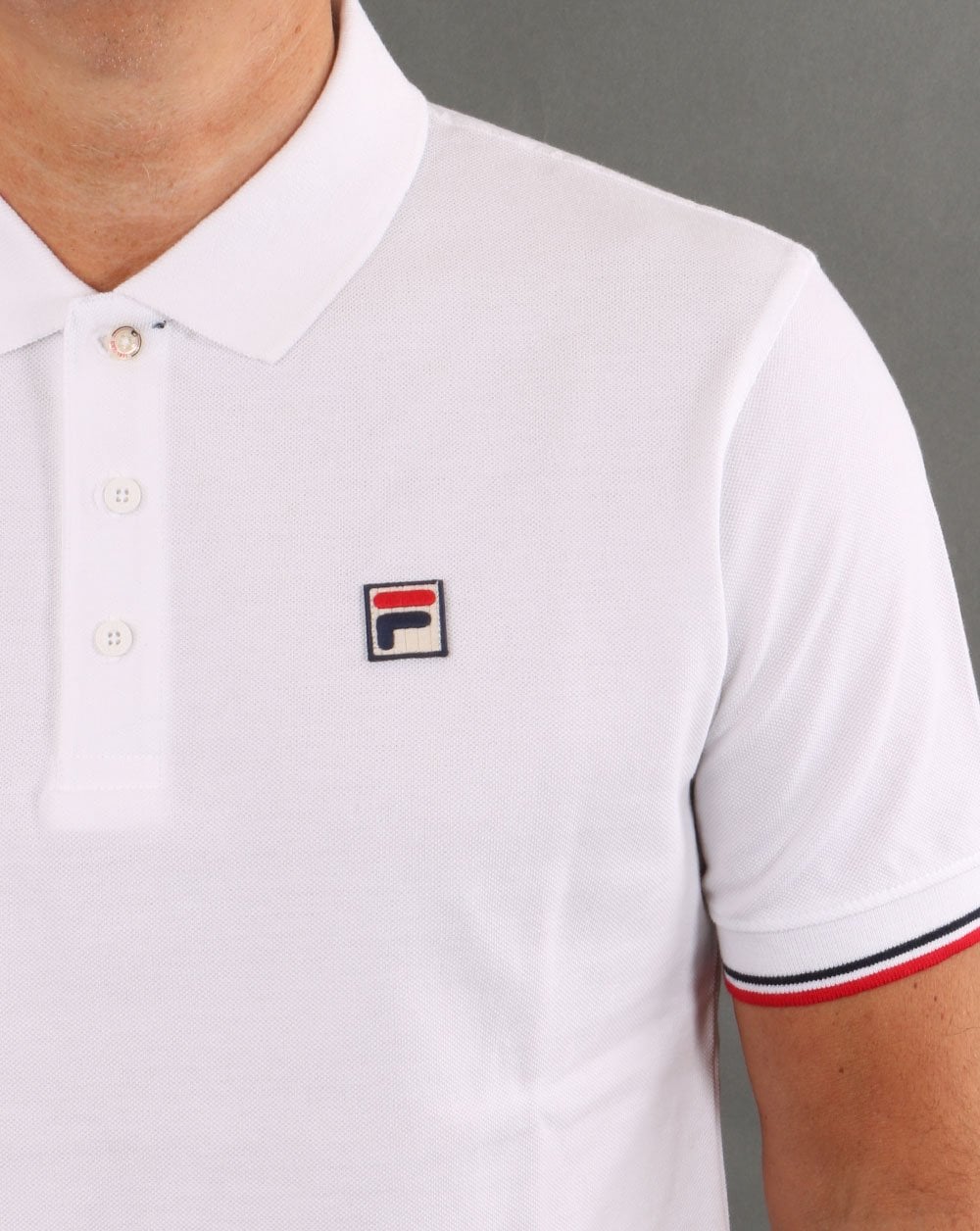 Fila Vintage Tipped Cuff Polo Shirt White