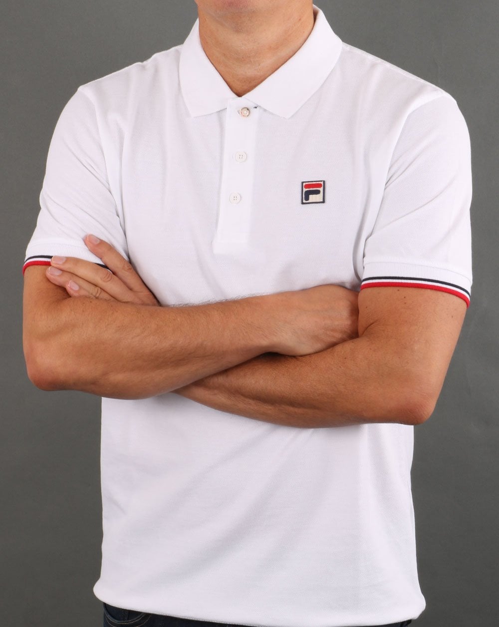 Fila Vintage Poloshirt mit Manschetten und Spitze in Weiß