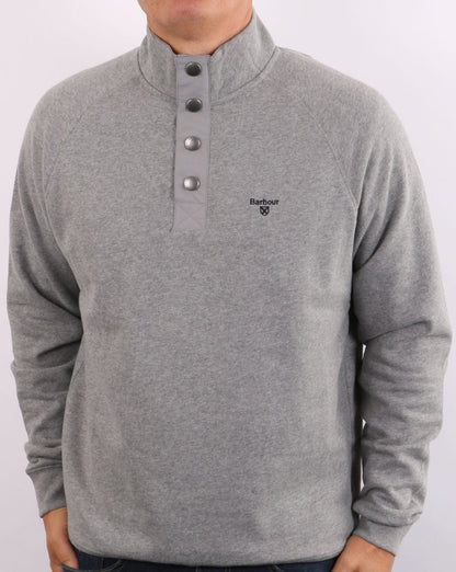 Barbour – Sweatshirt mit halbem Reißverschluss, Grau meliert