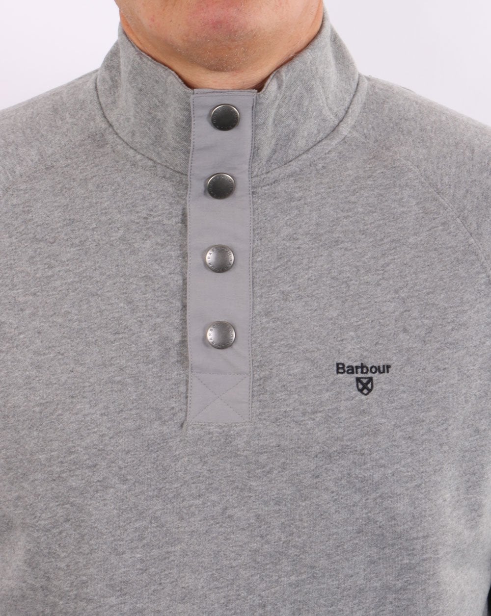 Barbour – Sweatshirt mit halbem Reißverschluss, Grau meliert