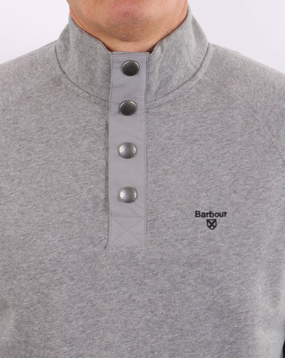 Barbour – Sweatshirt mit halbem Reißverschluss, Grau meliert