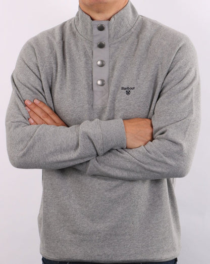 Barbour – Sweatshirt mit halbem Reißverschluss, Grau meliert