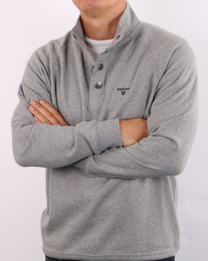 Barbour – Sweatshirt mit halbem Reißverschluss, Grau meliert