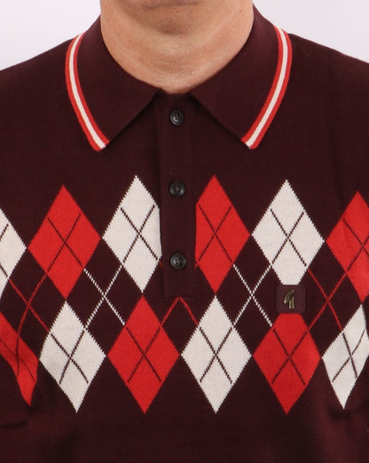 Gabicci Vintage Diamond Knit Polo Port