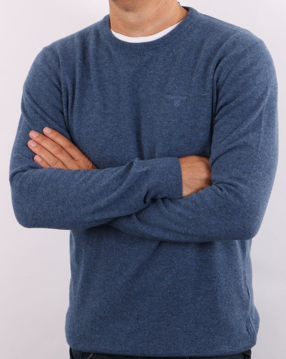 Barbour Lammwollpullover Denim Meliert