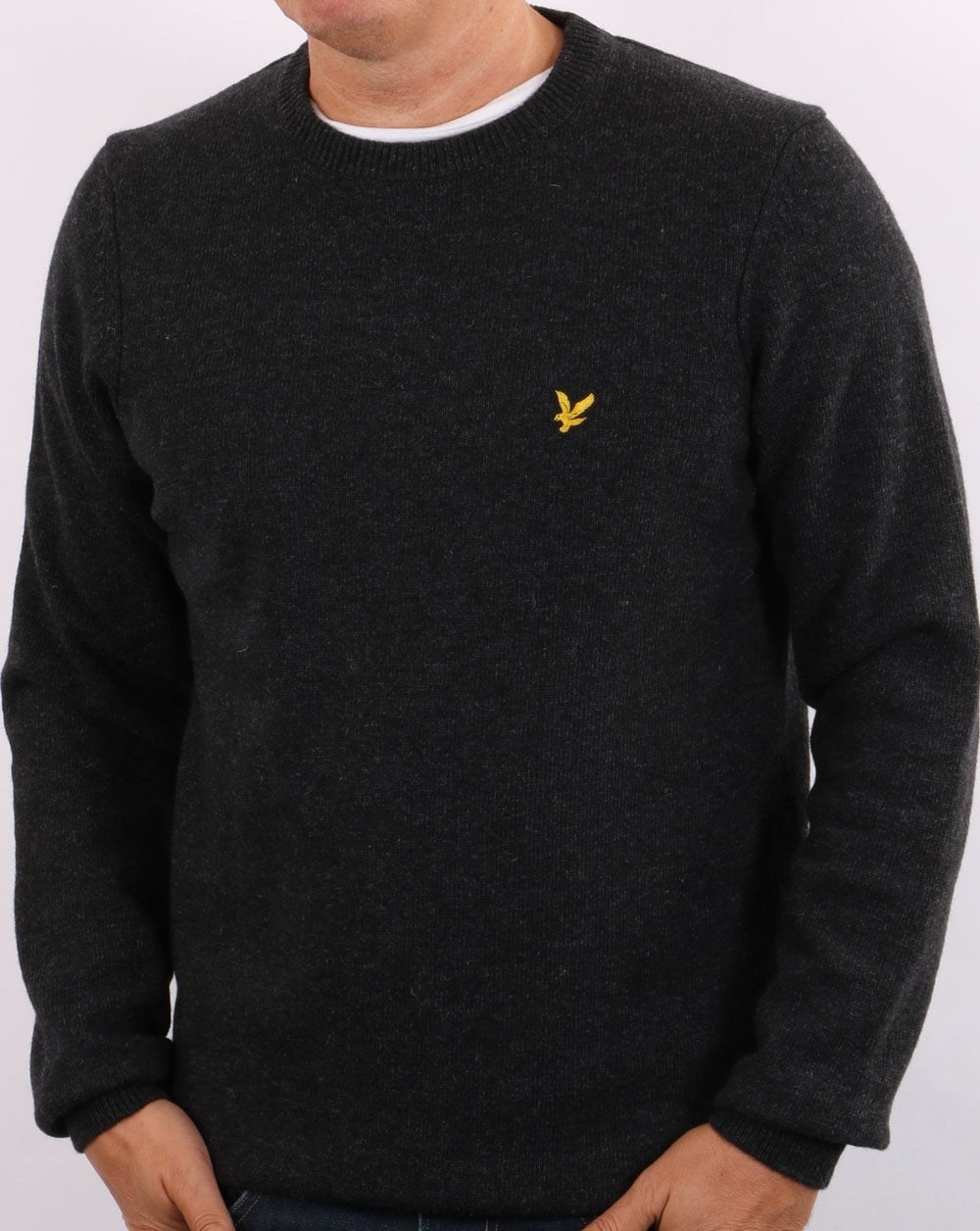 Lyle &amp; Scott – Rundhalspullover aus Lammwollmischung in Anthrazitmeliert