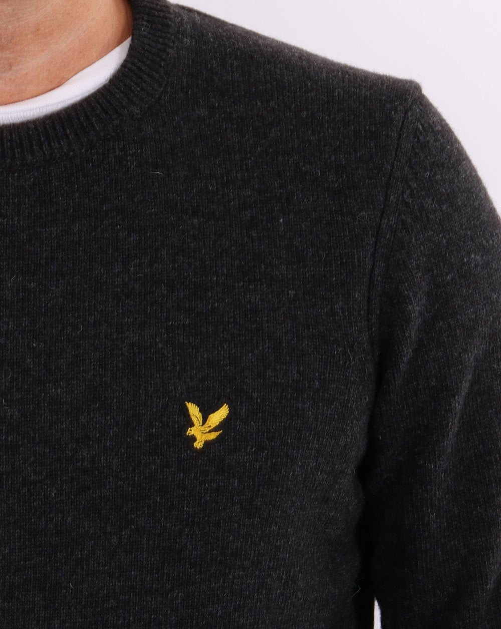 Lyle &amp; Scott – Rundhalspullover aus Lammwollmischung in Anthrazitmeliert
