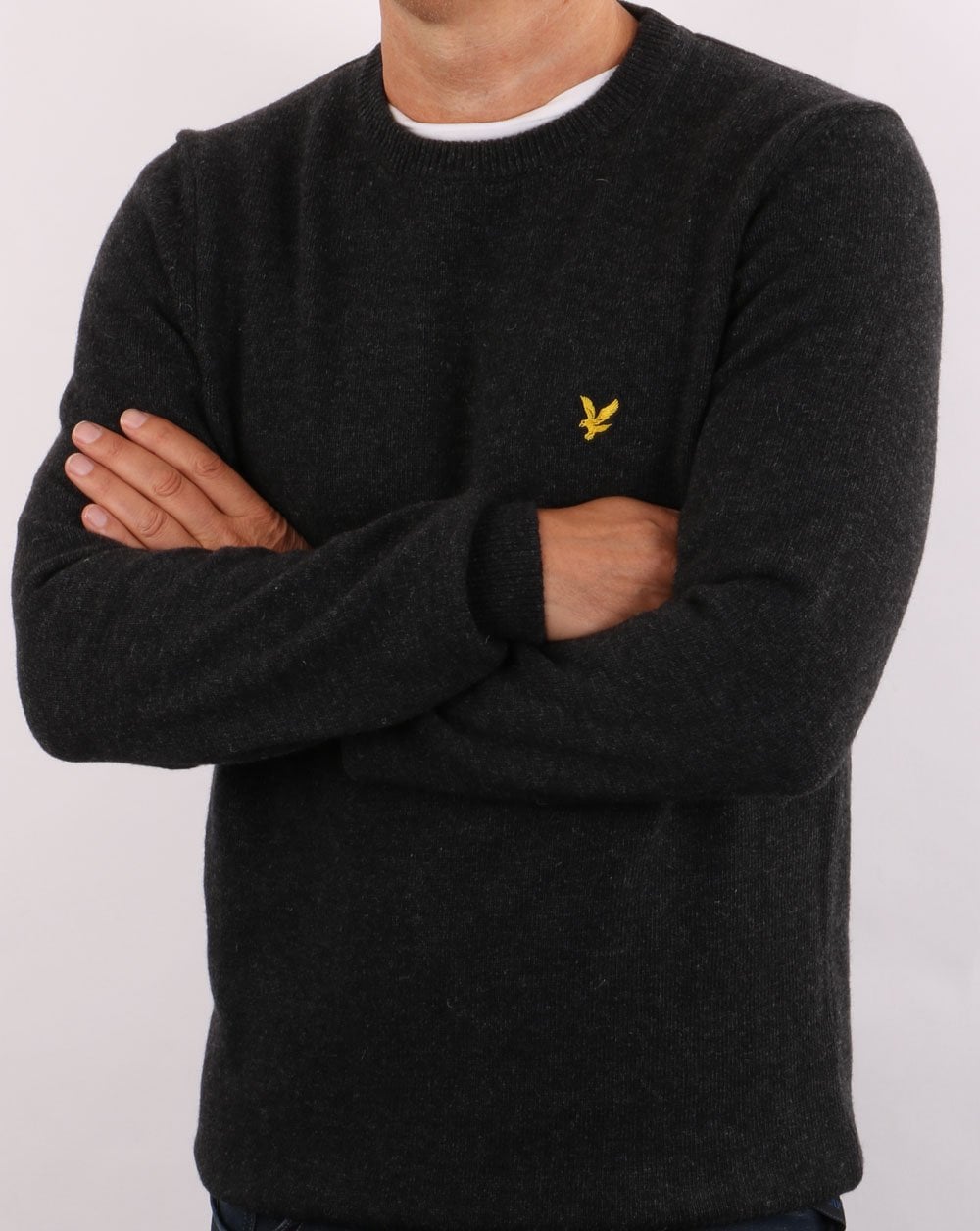 Lyle & Scott Crew Neck Lambswool Blend Jumper Charcoal Marl