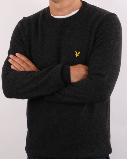Lyle &amp; Scott – Rundhalspullover aus Lammwollmischung in Anthrazitmeliert