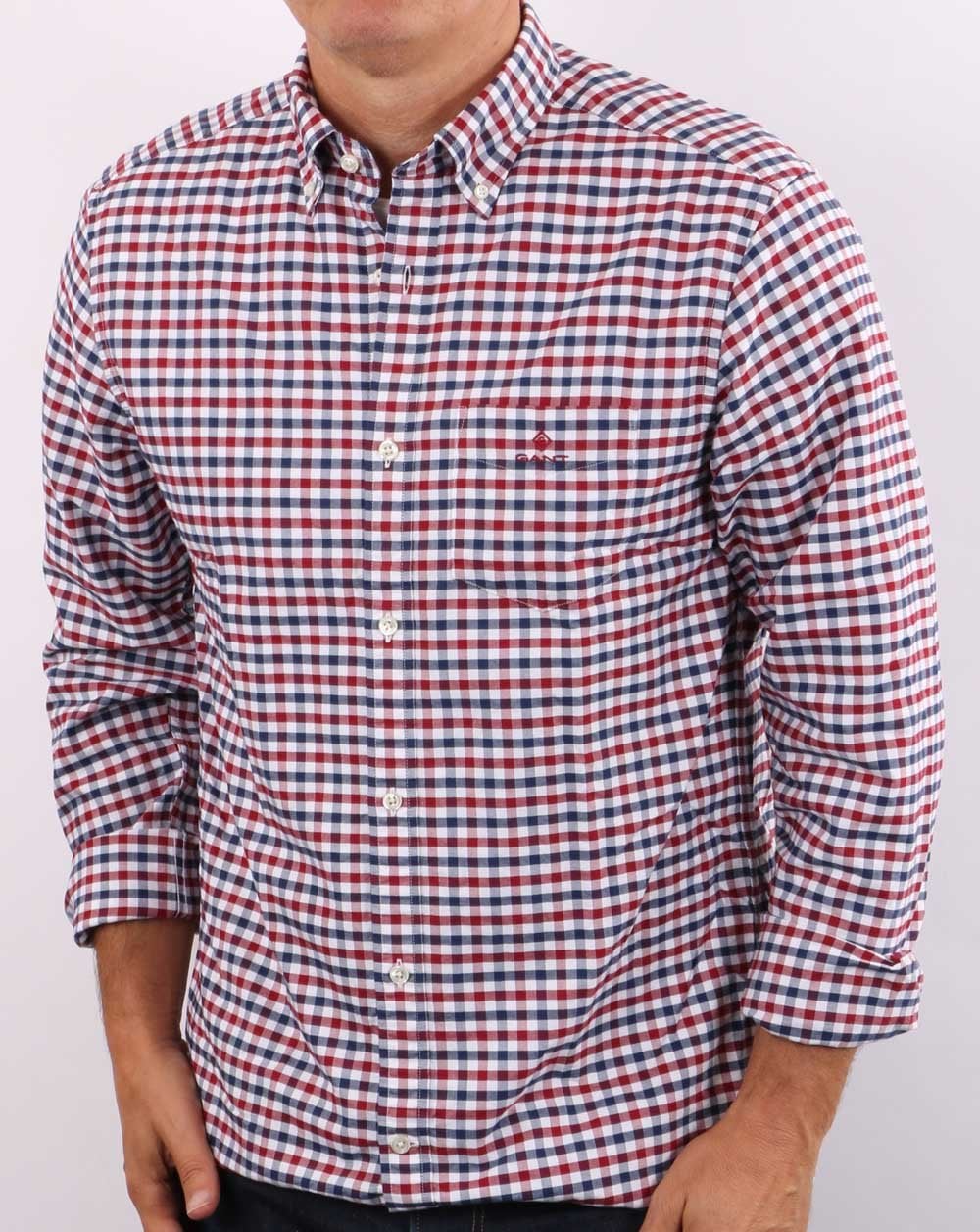 Gant Oxford Gingham Hemd Mahagoni Rot
