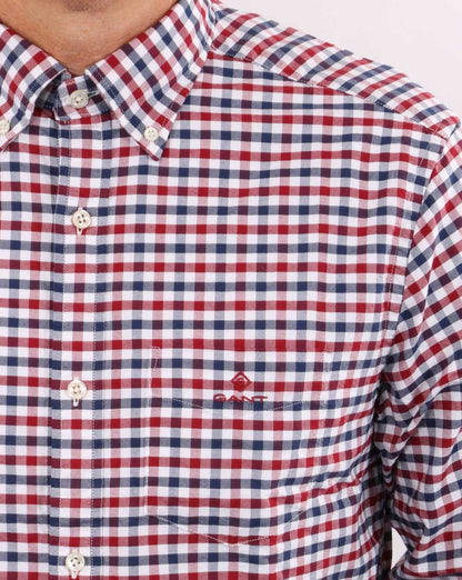 Gant Oxford Gingham Hemd Mahagoni Rot