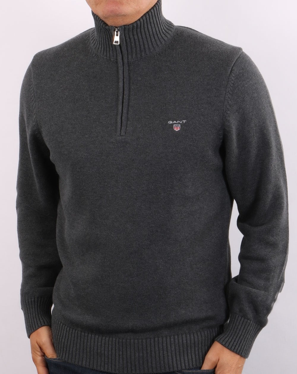 Gant Casual Cotton Half Zip Dark Grey
