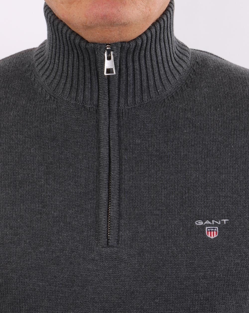 Gant Casual Cotton Half Zip Dark Grey