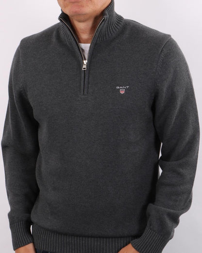 Gant Casual Cotton Half Zip Dunkelgrau