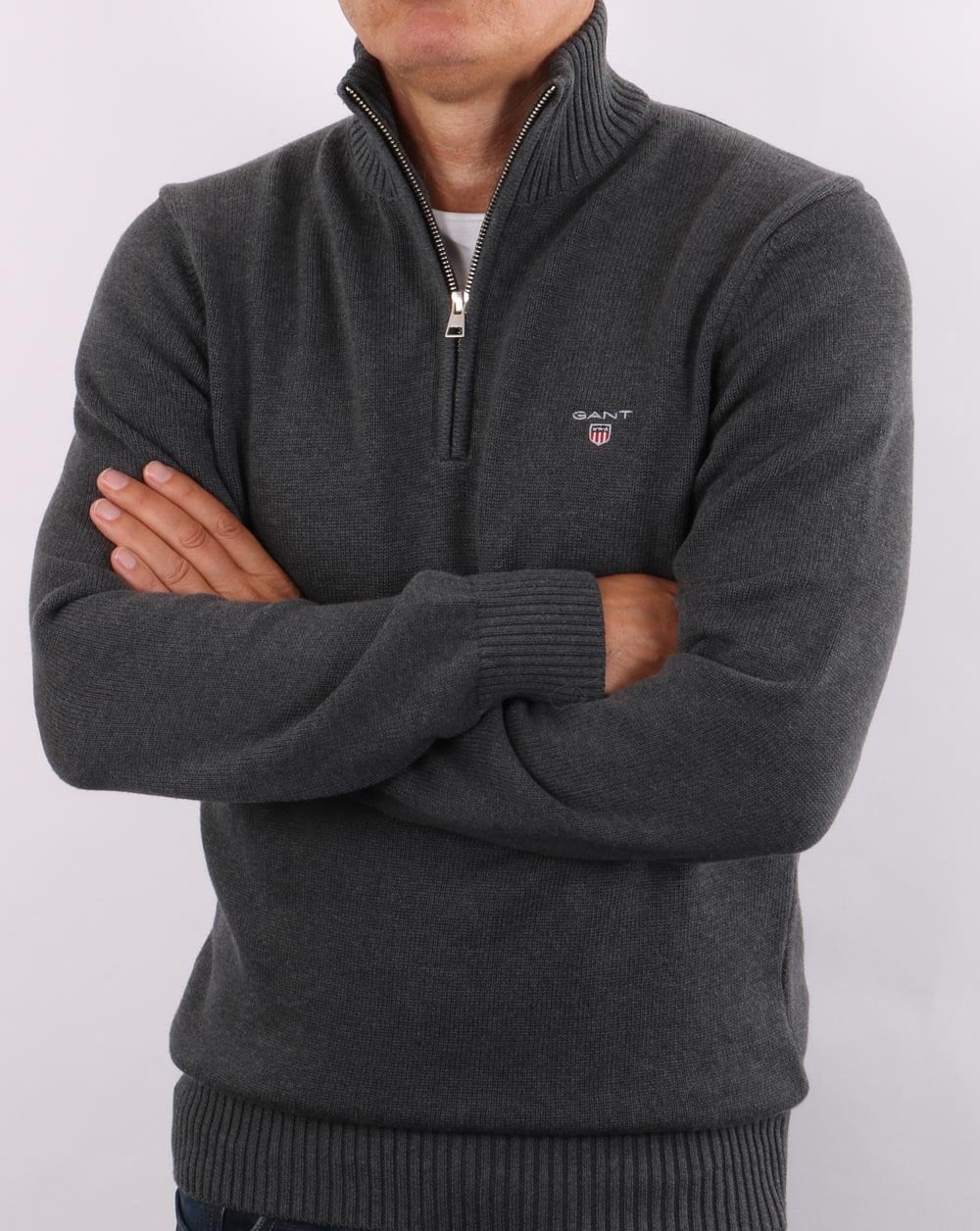 Gant Casual Cotton Half Zip Dunkelgrau
