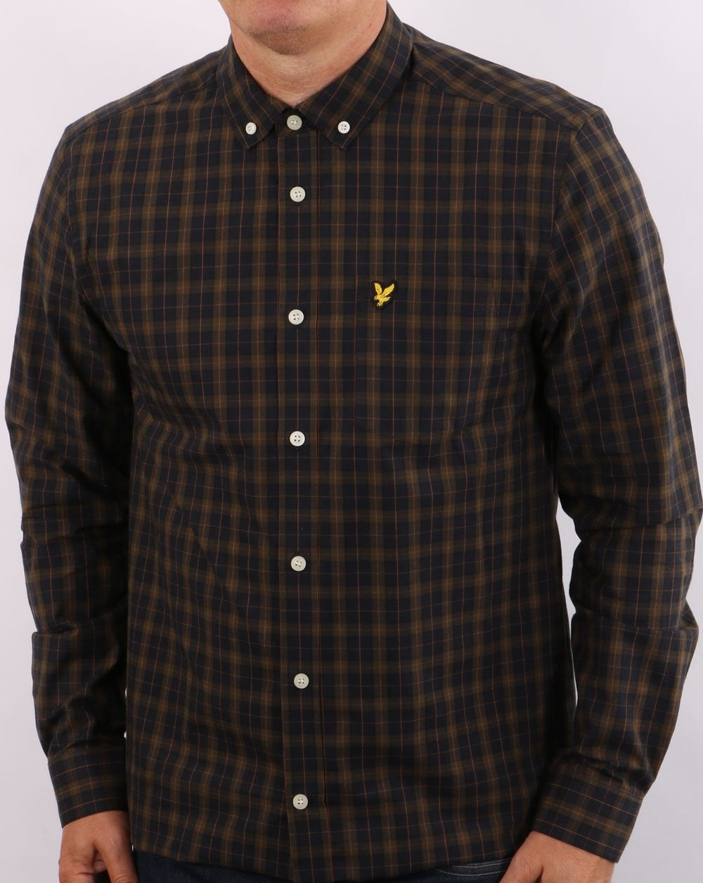 Lyle & Scott Check Poplin Shirt Navy/Olive