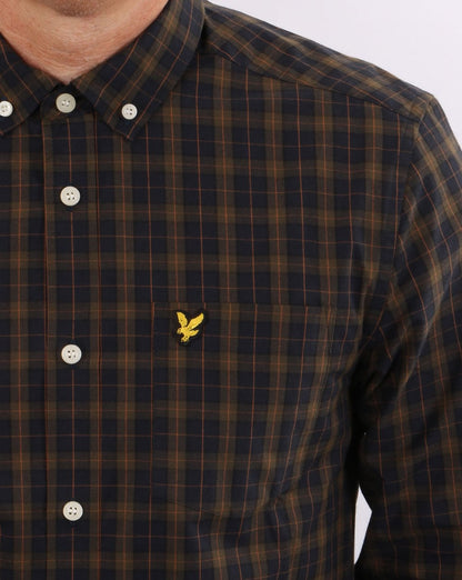 Lyle &amp; Scott – Kariertes Popeline-Hemd in Marineblau/Olivgrün