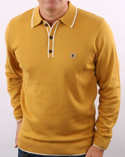 Gabicci Vintage Lineker Langarm-Strickpolo Dijon