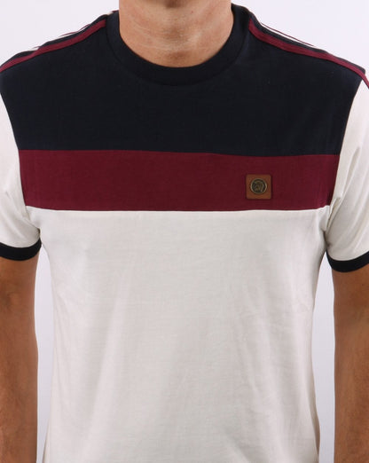 T-Shirt mit Farbblock-Muster Trojan Ecru