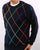 Benetton Classic Crew Neck Navy Multi Colour Knit