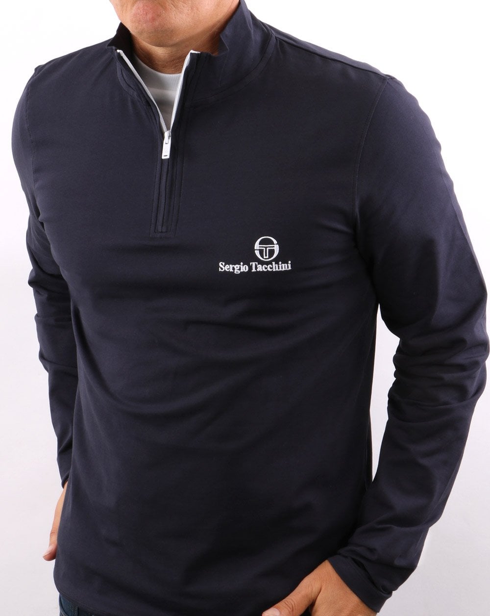 Sergio Tacchini – Langärmliges Oberteil mit 1/4-Reißverschluss, Marineblau
