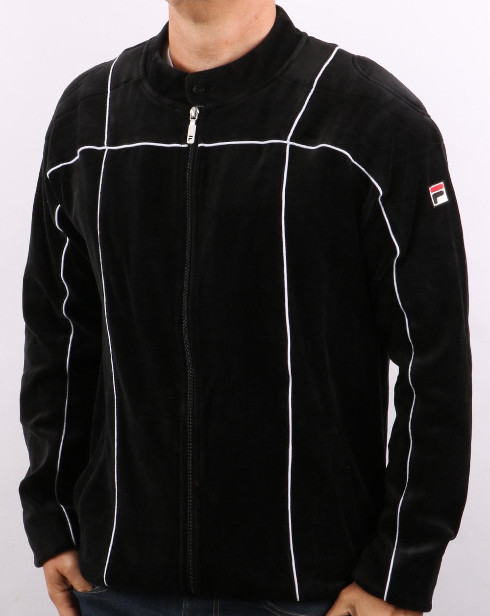 Fila Vintage Terrinda Velours-Trainingsjacke Schwarz/Weiß