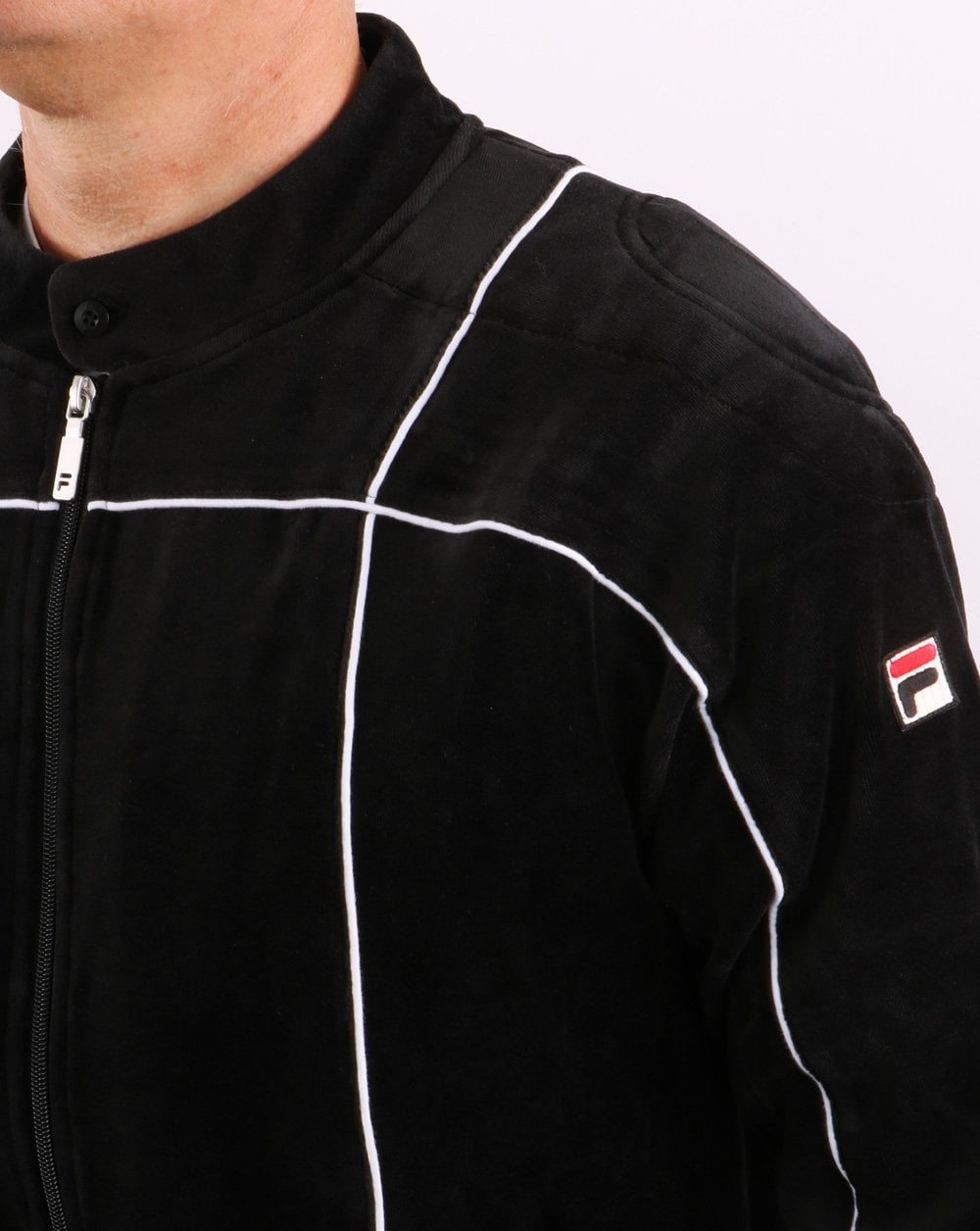 Fila Vintage Terrinda Velours-Trainingsjacke Schwarz/Weiß