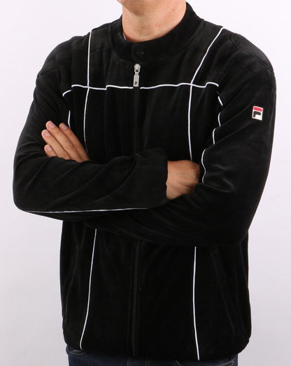 Fila Vintage Terrinda Velours-Trainingsjacke Schwarz/Weiß